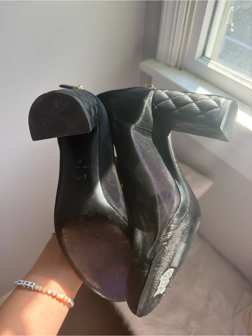 CHANEL Black Mesh Ankle Booties with Gold Zipper